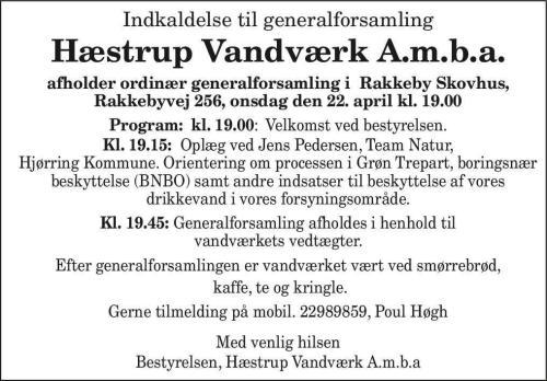 Generalforsamling 2026 annonce Generalforsamling 2026 annonce